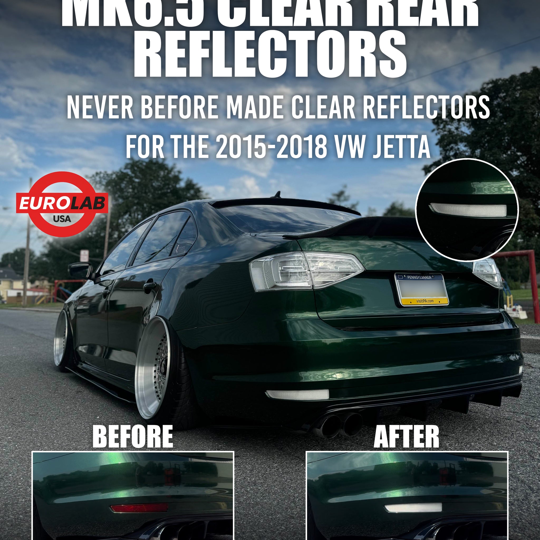 Eurolab MK6.5 Clear Rear Reflectors — Jetta 2015–2018