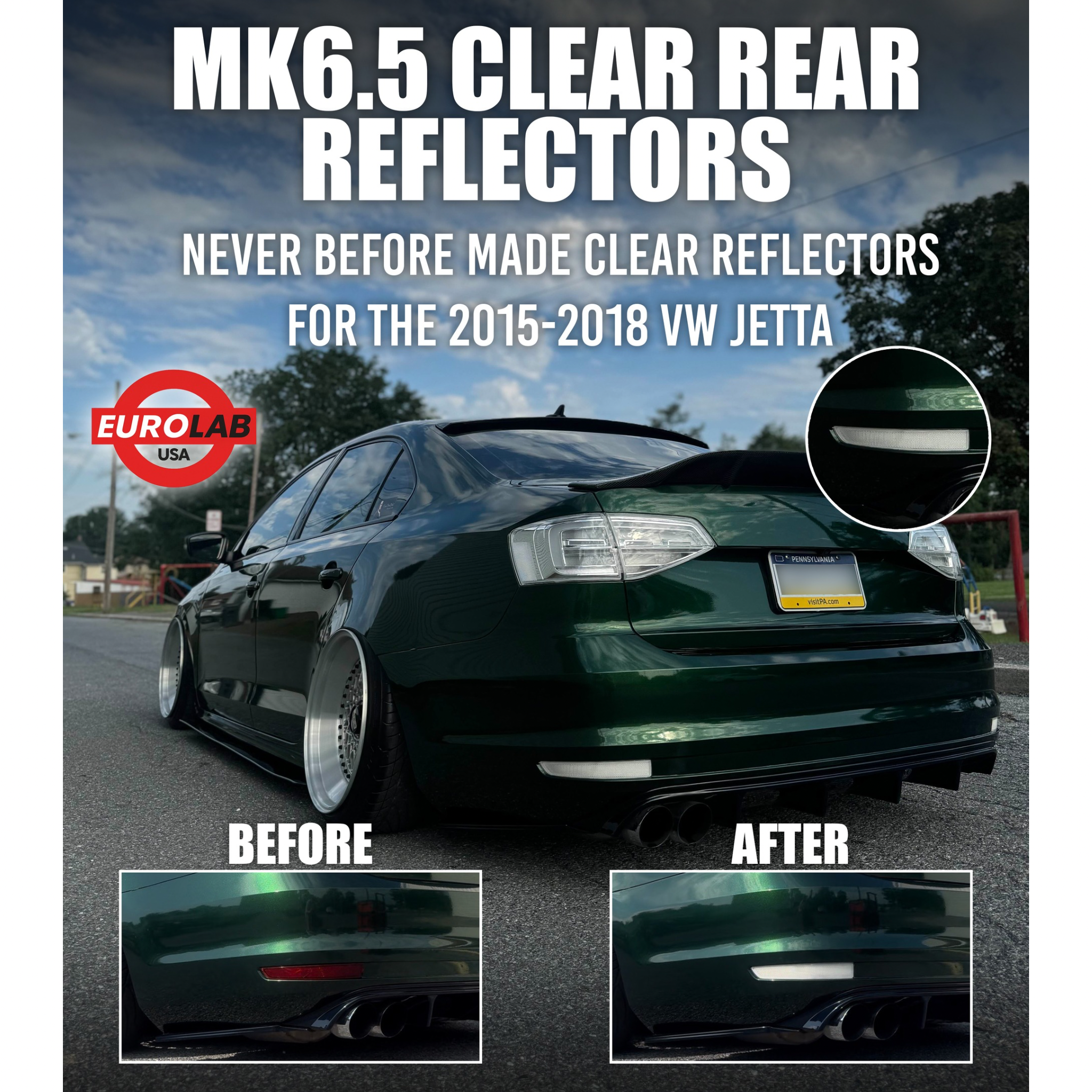 Eurolab MK6.5 Clear Rear Reflectors — Jetta 2015–2018