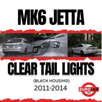 EuroLab MK6 Jetta LED Clear Tail Lights – (2011–2014) Black Housing